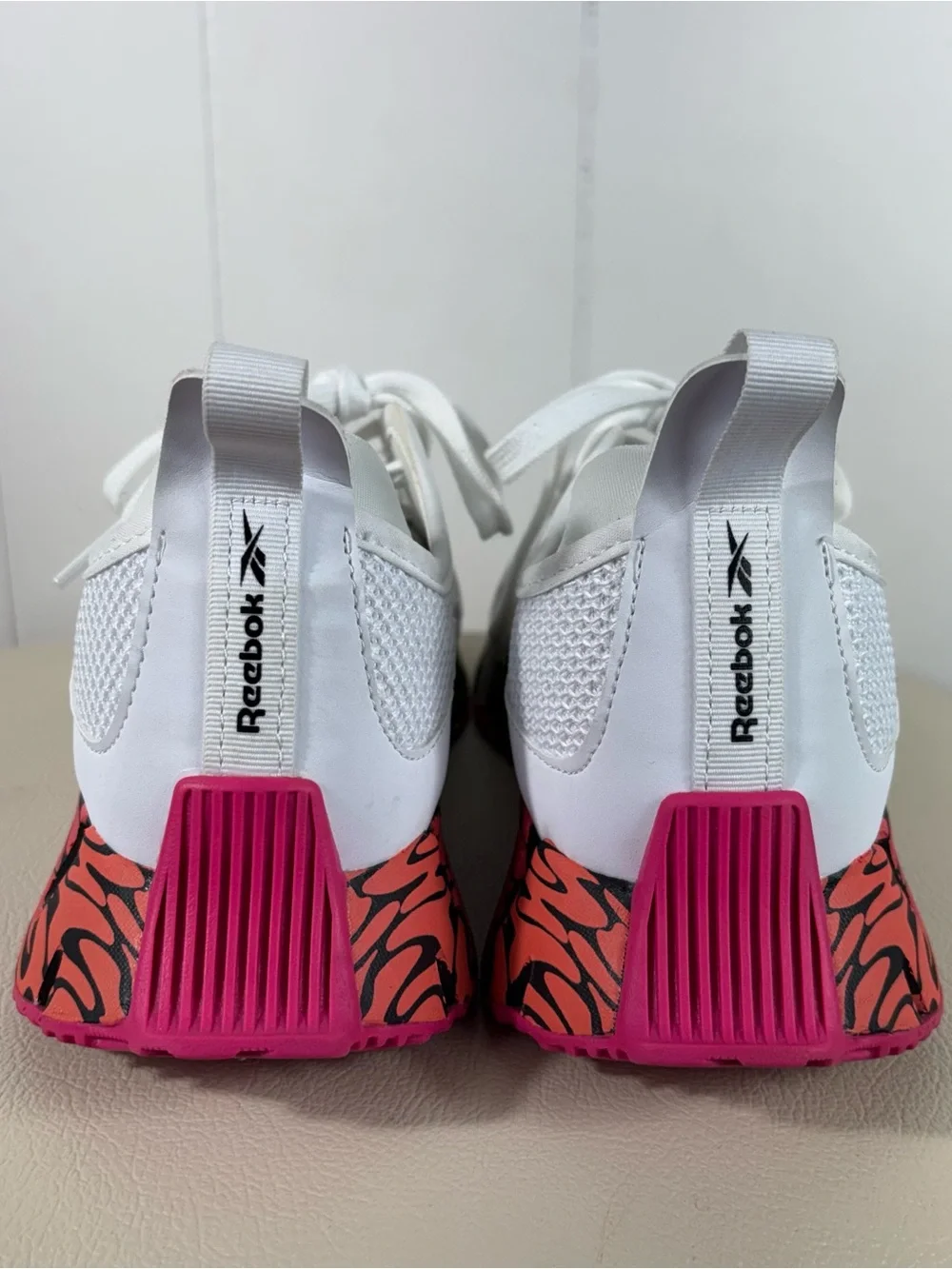 Reebok Zig Dynamica Colorful Sole White Mesh Breathable Athletic Running Shoe